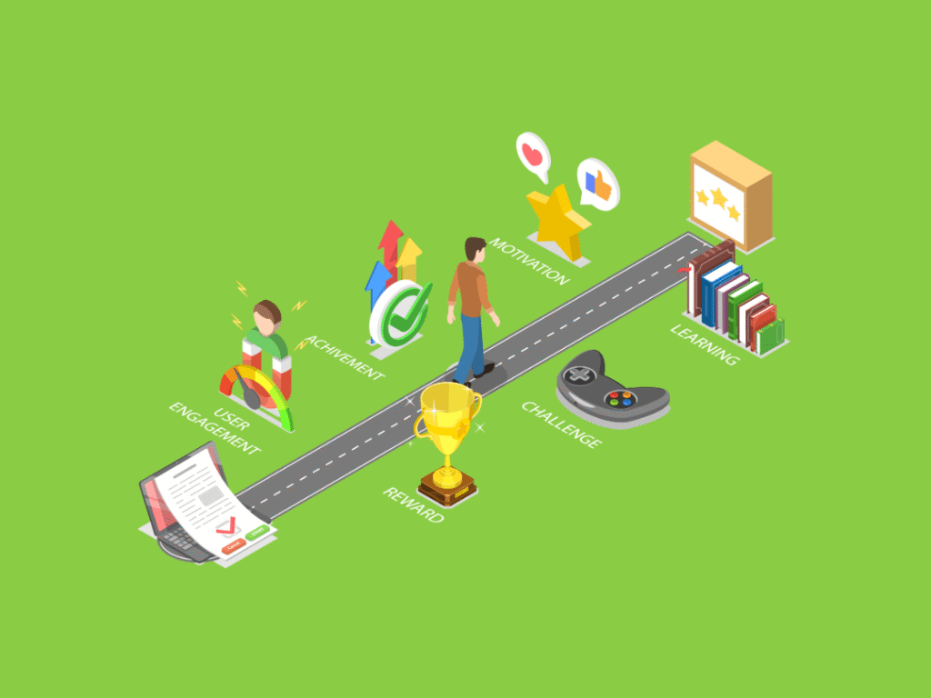 person going through gamification elements to get towards stars